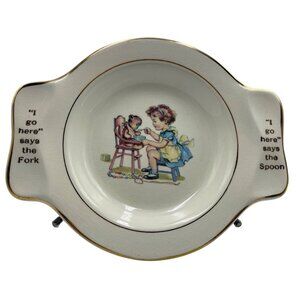 Vintage International Silver Co Baby Feeding Dish By Salem China Co